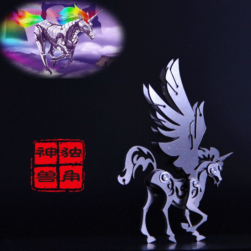 DIY Assembly Model of Stainless Steel Metal 3D Jigsaw Puzzle Mythical Animal Model Dragon Desktop Decoration for Children