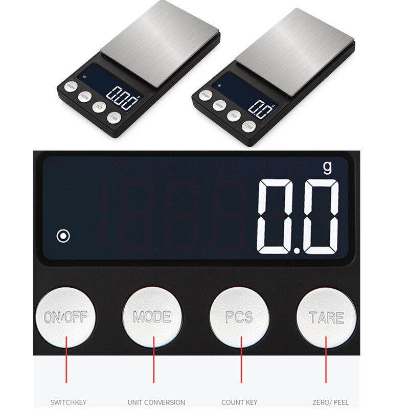 500g/0.1g 200g/0.01g Digital Scale Balance Weighing Scale Electronic kitchen scale with tray Stainless Steel Jewelry 40% off