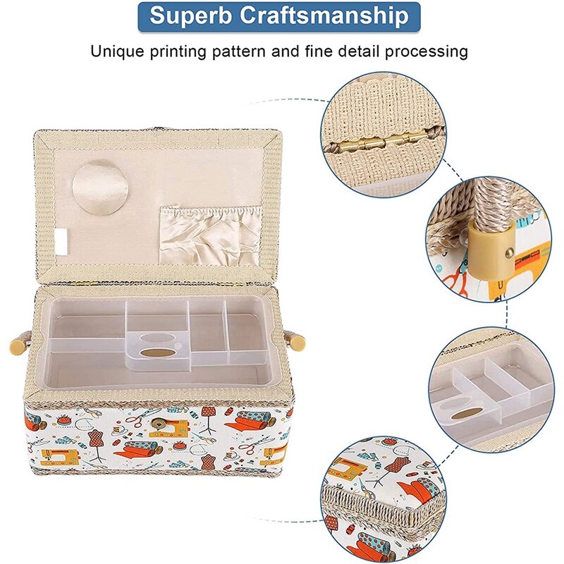 Fabric Sewing Basket Organizer With Removable Tray Household Sewing Storage Organizer Kit Sundry Storage Organizer Box