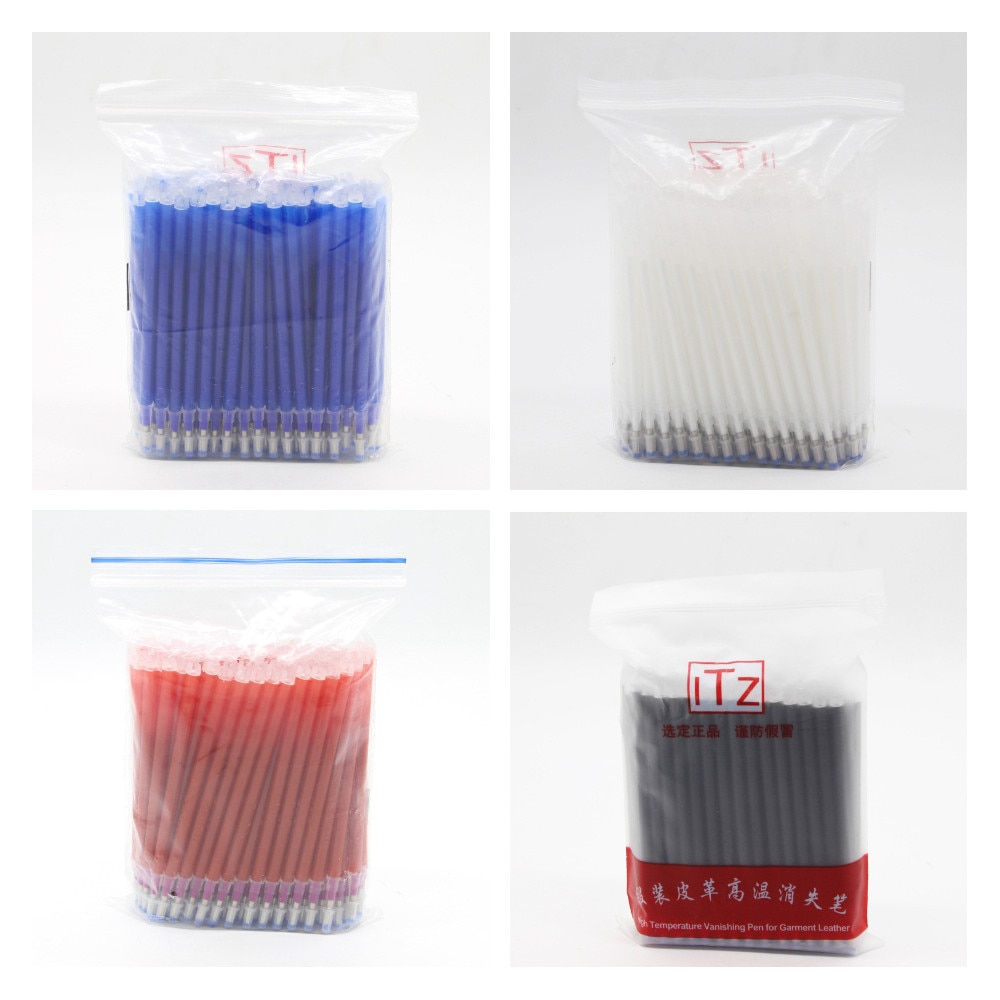 100 stk./pakning varmeindpakning fade-out stofmarkører kuglepen refills høj temperatur forsvindende markører læder beklædningsgenstand bindestreg klipning
