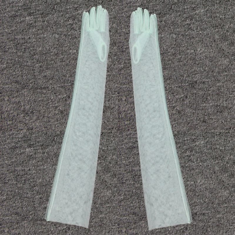 Guantes de novia largos elegantes, longitud del codo, dedo, tul, de boda: Verde