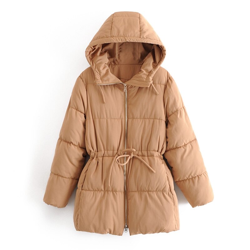 Tangada-cagoule surdimensionnée pour femmes kaki, fermeture éclair, capuche surdimensionnée, et épais, , QN72, Long manteau d'extérieur: Kaki / L