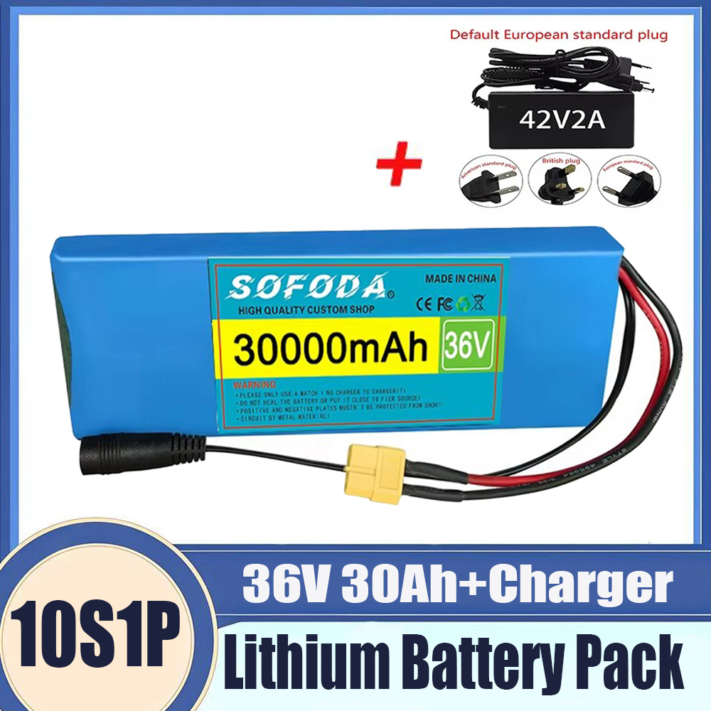 100% 36V Battery Genuine 36V 30000mAh 10S1P 18650 Lithium-ion Rechargeable Battery Pack 20A with BMS Scooter and Bicycle: Orange