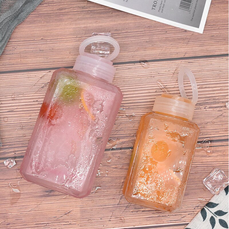 10pcs Net red cold drinks bubble tea cup juice ice coffee clear plastic bottles leakproof milk tea bottle with pull ring cover