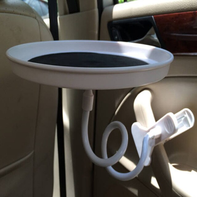 Adjustable Car Cup Holder Coffee Bottle Organizer Accessories Food Tray Automobiles Table for Burger Fries: white