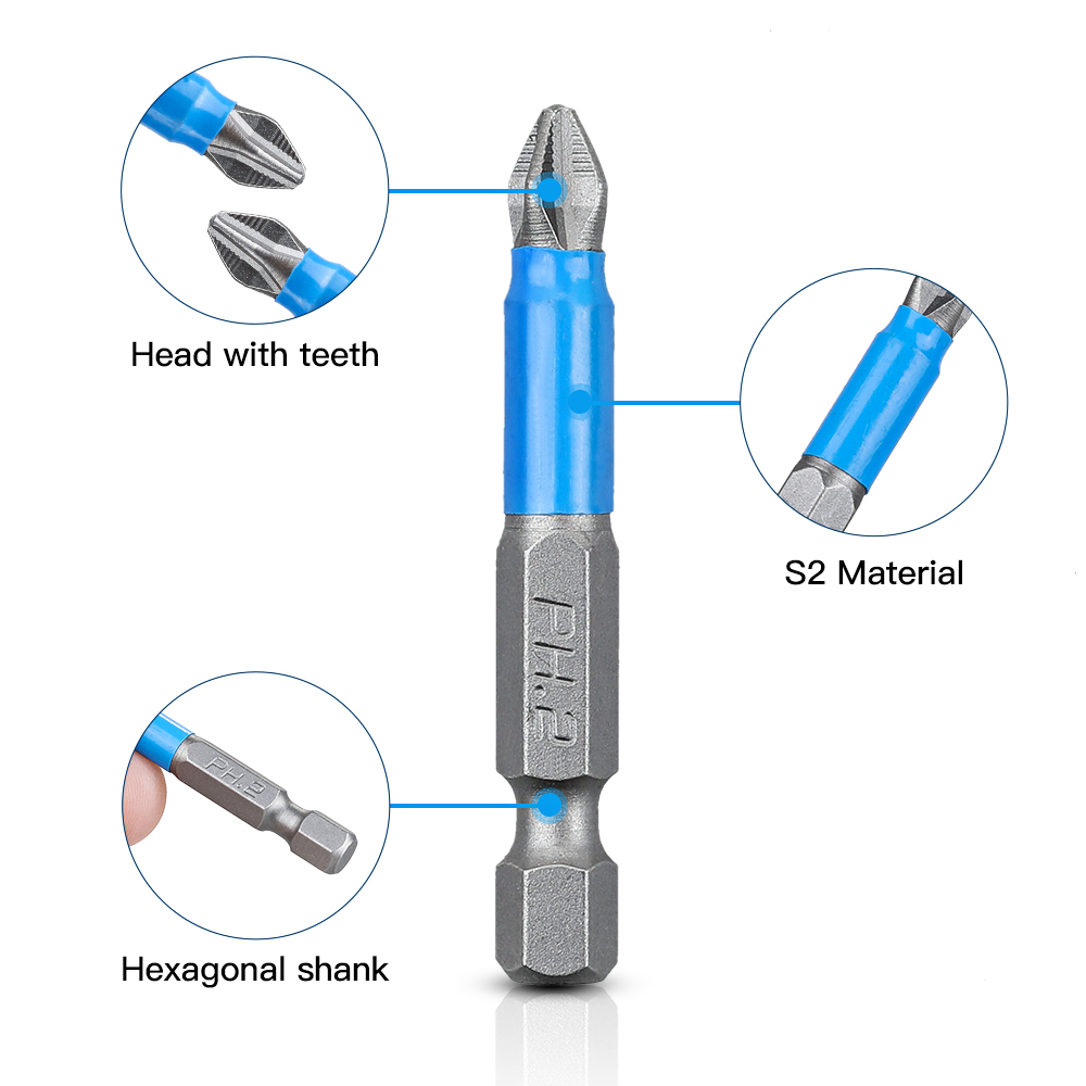 3/5/10Pcs 50mm PH2 Cross bit drill Head Screwdriver Bits Hand Tools Anti Slip Electric Hex Shank Magnetic Screwdriver Drill Bit