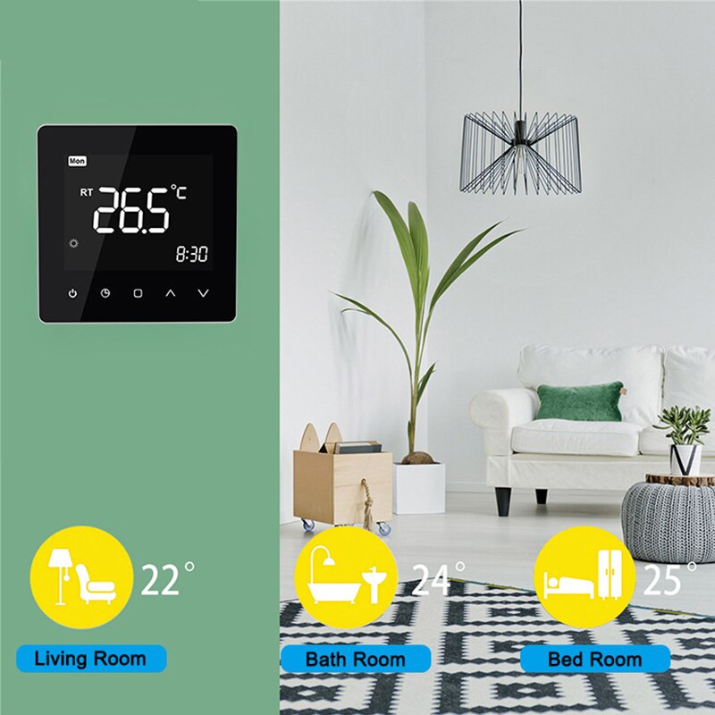 WiFi smart thermostat LCD display touch screen used for electric floor heating water/gas boiler temperature remote control
