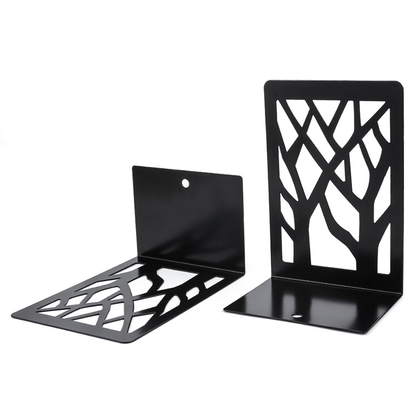 Book Ends Tree Shaped Non-Skip Metal Book Shelf for Office Home Book Ends Tree Shaped Non-Skip Metal Book Shelf for Office Home: Black