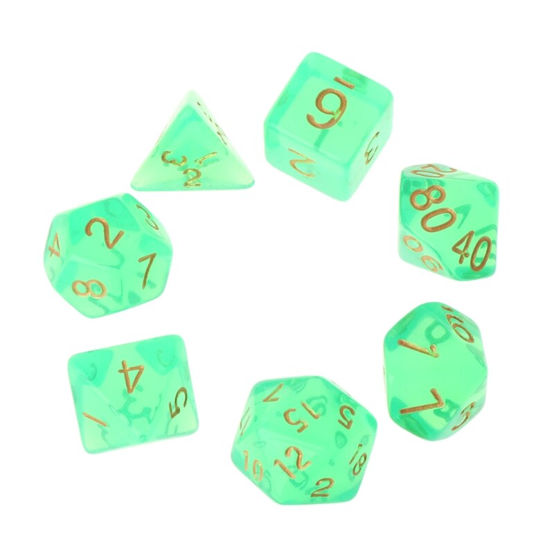 7 Pcs Transparante Zijdige Dobbelstenen D4 D6 D8 D10 D12 D20 Voor Rpg Poly Tafel Board Game Set