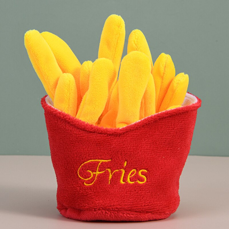 Dog Plush Stuffed Toys For Small Large Medium Dogs Puppy Soft Squeak Interactive Toy Teeth Cleaning Training Pet Accessories: Fries
