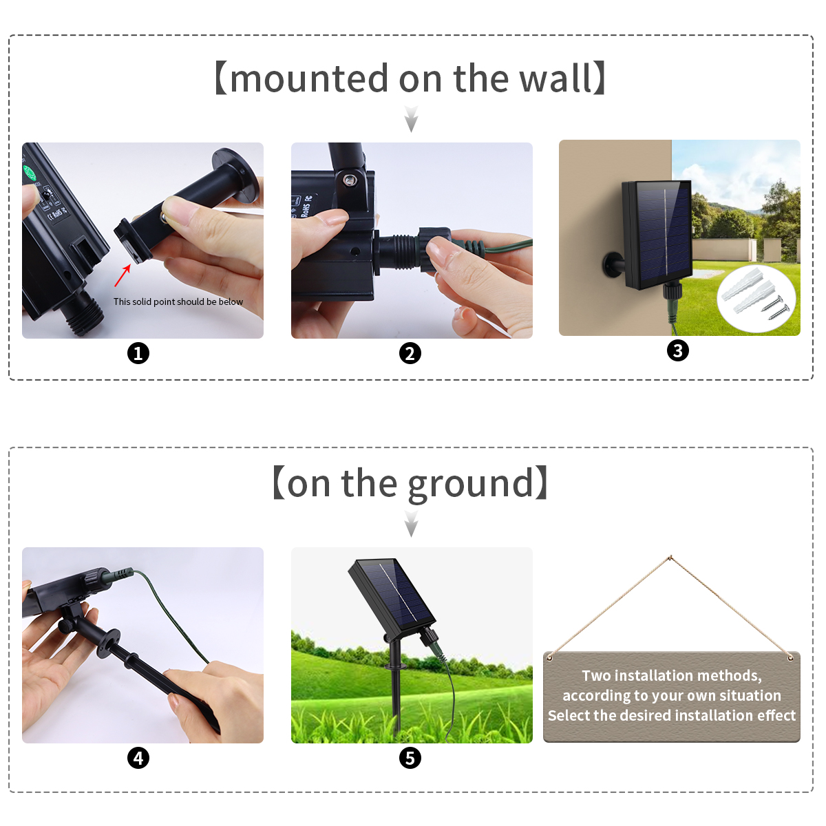 Solar Light Outdoor Super Bright Solar Power LED Garden Lawn Wall Lamp IP65 Waterproof 2 Brightness Light Sensor Lighting Modes