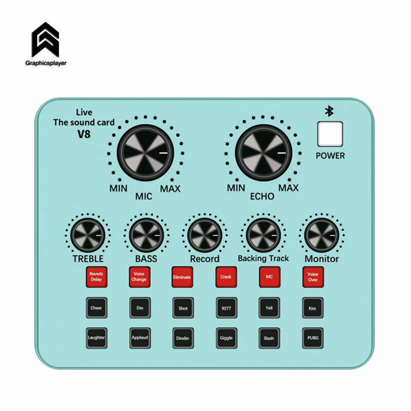 live sound card online live video entertainment for PC mobile phone Android OS external sound card V8 Blue Pink