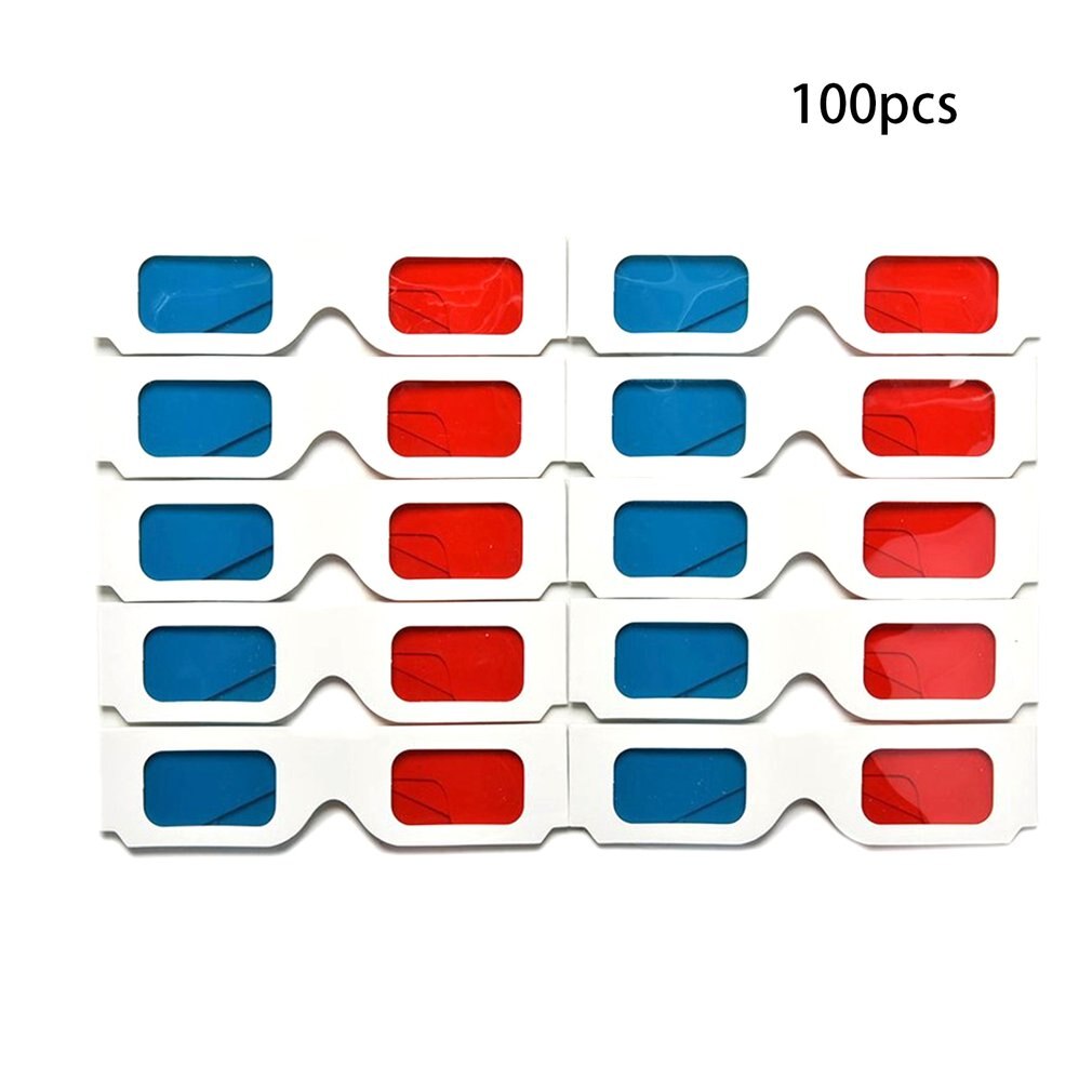 100pcs/lot Universal Paper Anaglyph 3D Glasses Paper 3D Glasses View Anaglyph Red/Blue 3D Glass For Movie Video EF