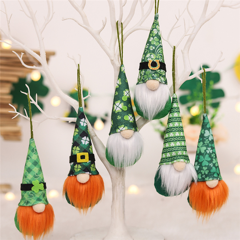 3 stk st patricks dag nisse ornamenter irske nisser saint patrick grøn kløver ansigtsløs dukke vedhæng st patricks dag dekorationer