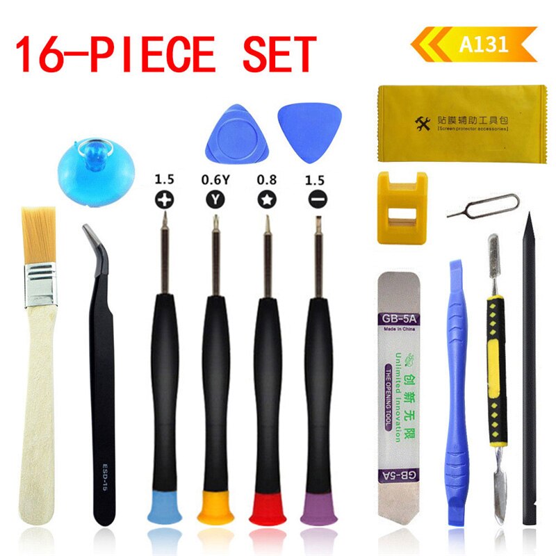 16 In 1 Metalen Spatel Opening Gereedschap Telefoon Reparatie Kit Magnetizer Demagnetizer Schroevendraaier Set Voor Mobiele Telefoon Reparatie Handje: Default Title