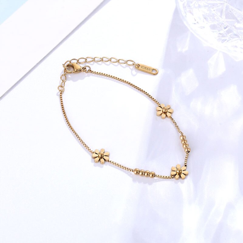 Schone Edelstahl Daisy Armband Top Qualitat Box Kette Armband Fur Frauen Und Madchen Geschenk Gold Farbe Schmuck