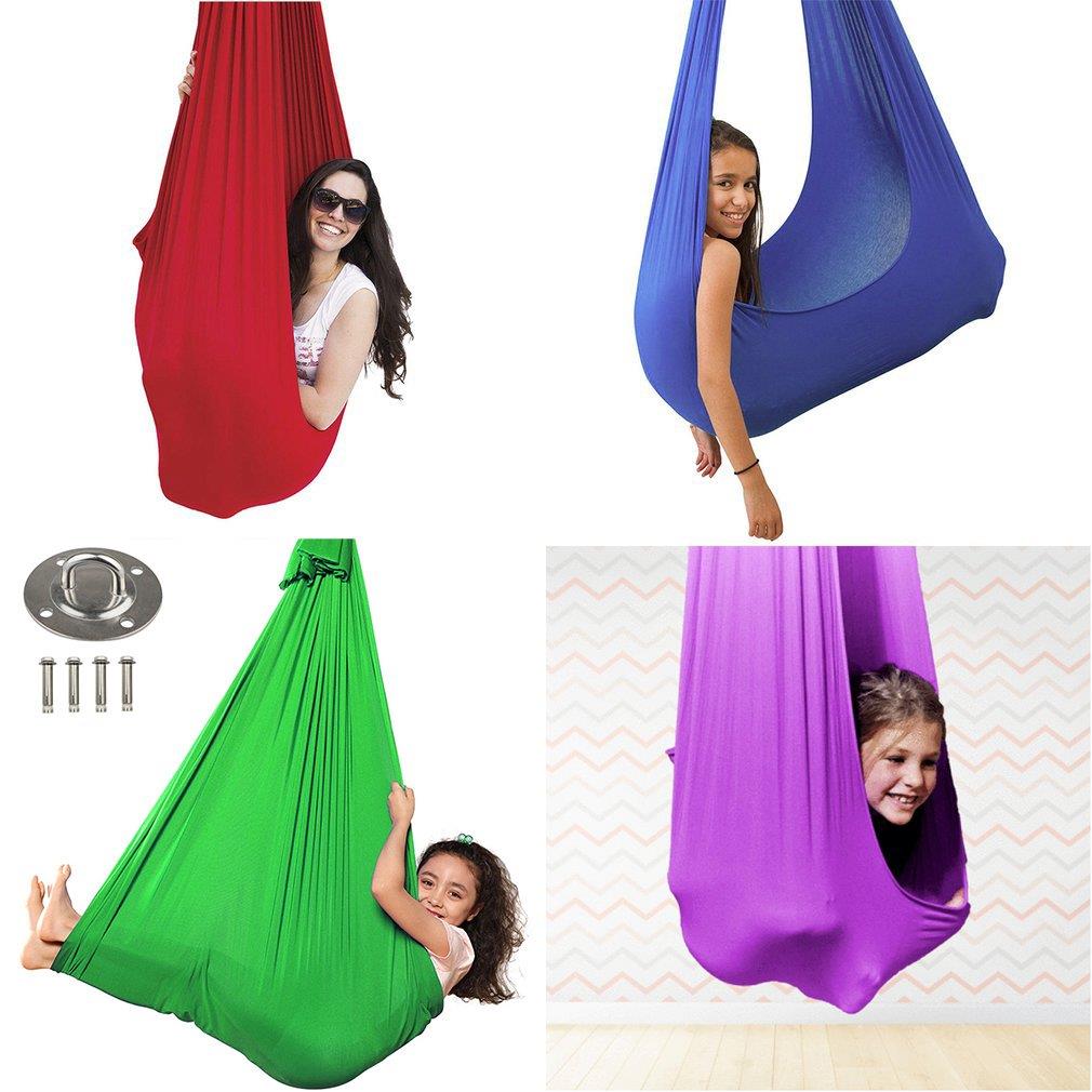 Kinderen Elastische Hangmat Indoor En Outdoor Elastische Swing Bed Antenne Yoga Training Riem Comfortabele Hangmat