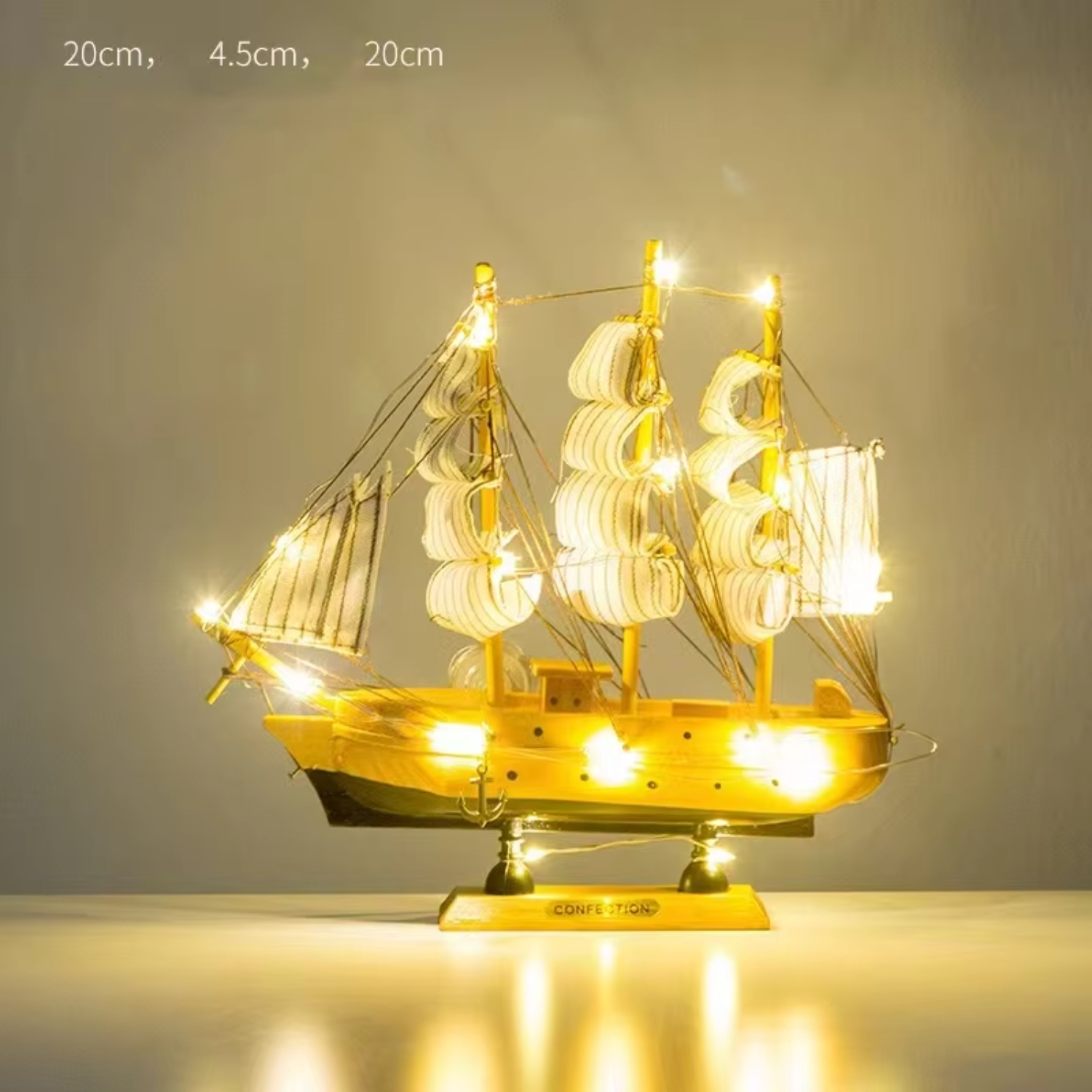 Modelo de velero de madera nórdico, decoraciones creativas, decoración de escritorio: Gris claro