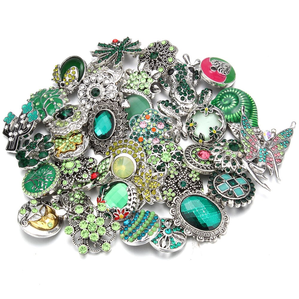 10 pz/lotto all'ingrosso Snap gioielli MIX metallo scatta strass fiore 18mm bottoni a pressione misura in pelle Snap braccialetto del braccialetto