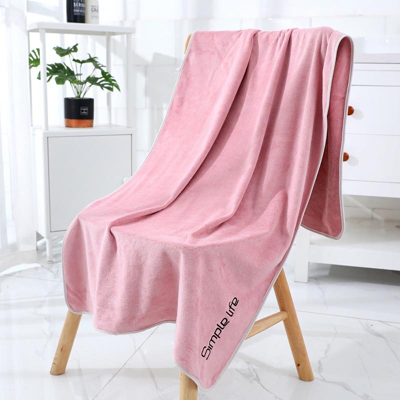 Microfiber Bath Towel Soft Absorbent Bathroom Towels Quick-drying Cloth For Bath And Sauna Thicken Spa Beach Towel Home Textile: Rose pink