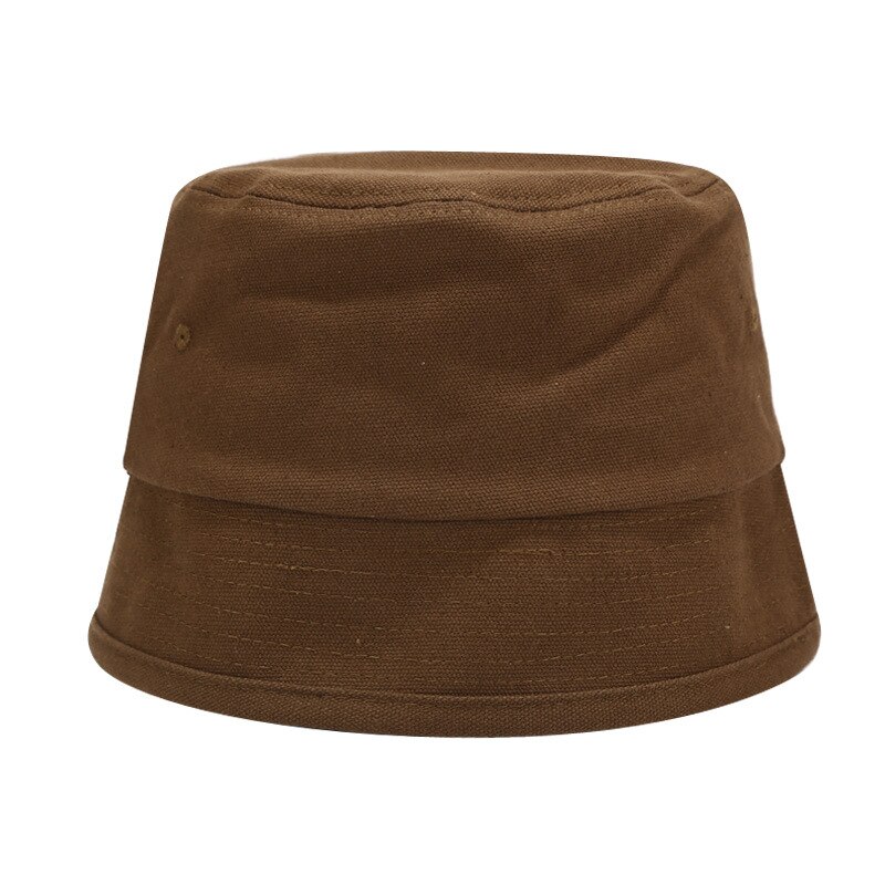 Effen Kleur Retro Emmer Hoed Bekken Hoed Mannen En Vrouwen Straat Trend Puur Katoen Visser Hoed Zon Voorkomen hoeden: Coffee
