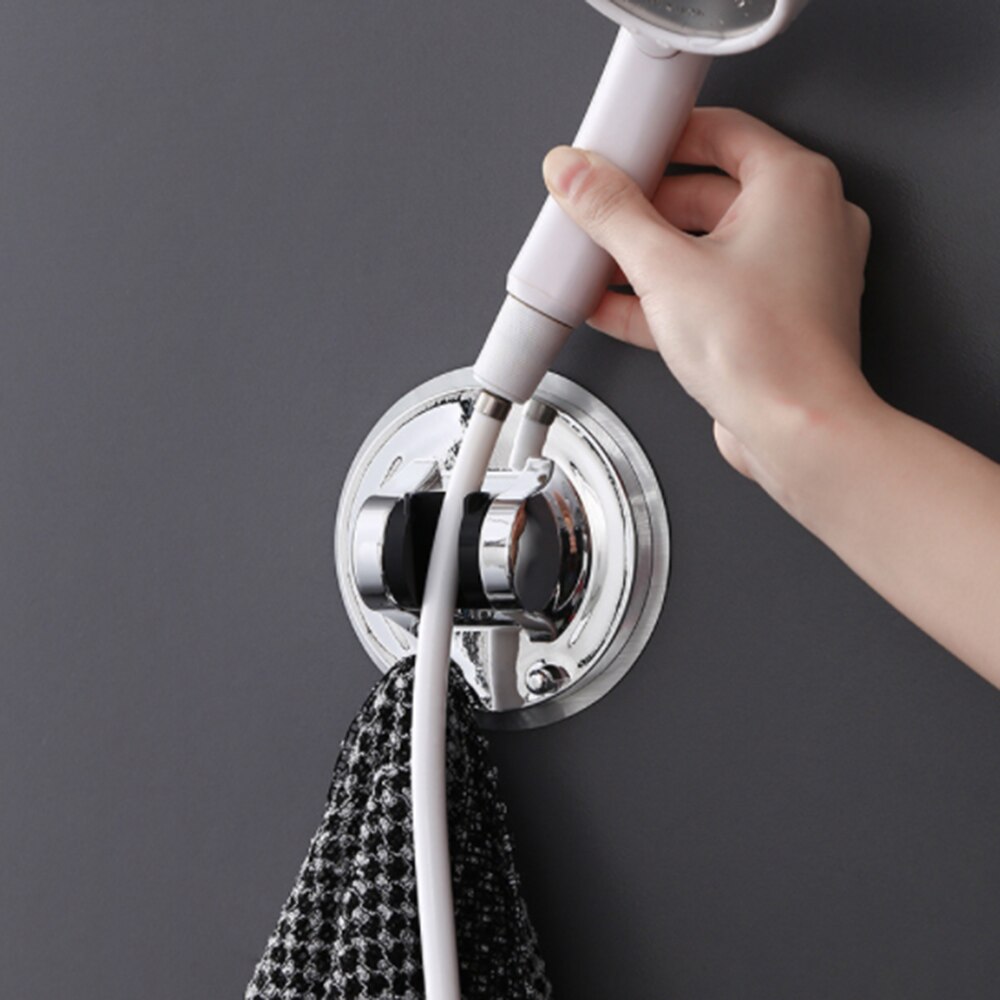 Wall Mounted Round Shower Mounting Brackets Shower Stand 90° Multi-tap Adjustment Seamless Hook Paste Bath Shower Holder