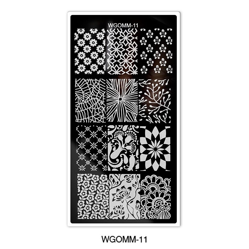 1pc Marmer Rook Mandala Nail Stempelen Platen Stempelen Lijn Bloem Nagels Nail Beelden Blad Manicure Nail Art Set