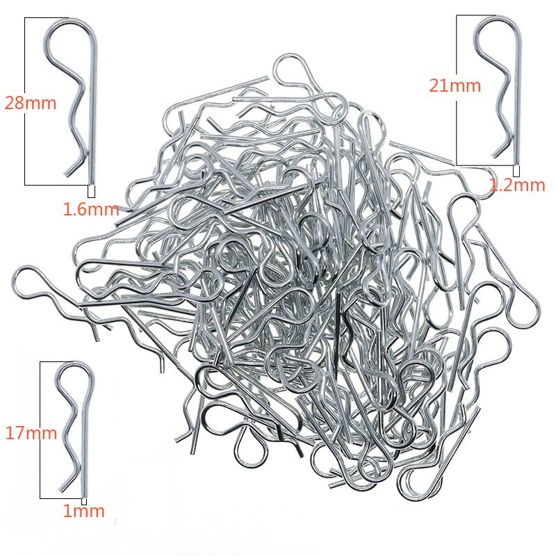 Pinces à cheveux en acier de Type R pour tracteur de voiture, 100 pièces, M1 M1.2 M1.6 1:8 1:10