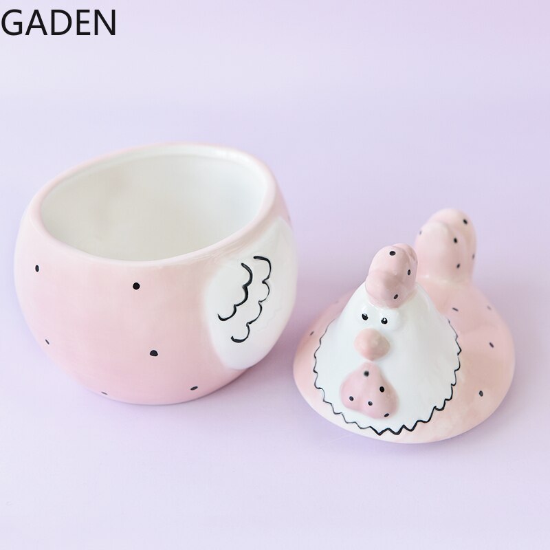 Cute Garden Chicken Storage Jar Cartoon Pink Storage Ornaments Ceramic Living Room Home Decoration Jar Kitchen Storage