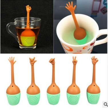 Grappig Hand Gebaren Thee-ei Zwarte Thee Zeef Fda Siliconen Loose Leaf Herbal Spice Houder Thee Brouwen Gereedschap