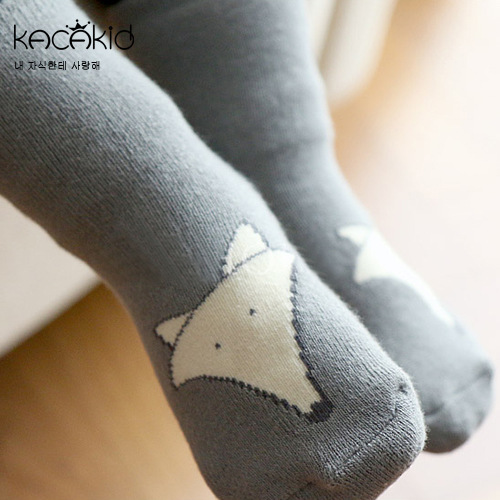 Calcetines de invierno cálidos para niños de kacakkid, calcetines de algodón cálidos con estampados de lindos animales para niños y niñas, calcetines para bebés, calcetines para niños Ka1097: Gris / S