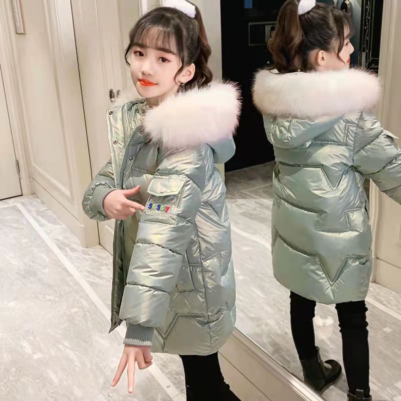 Dikke Jas Tiener 5 Tot 14 Jaar Parka-30 Graden Meisjes Winter Katoenen Jas 2022 Kleding Kinderen Bovenkleding mode Kinderen: Light Green / Size 120