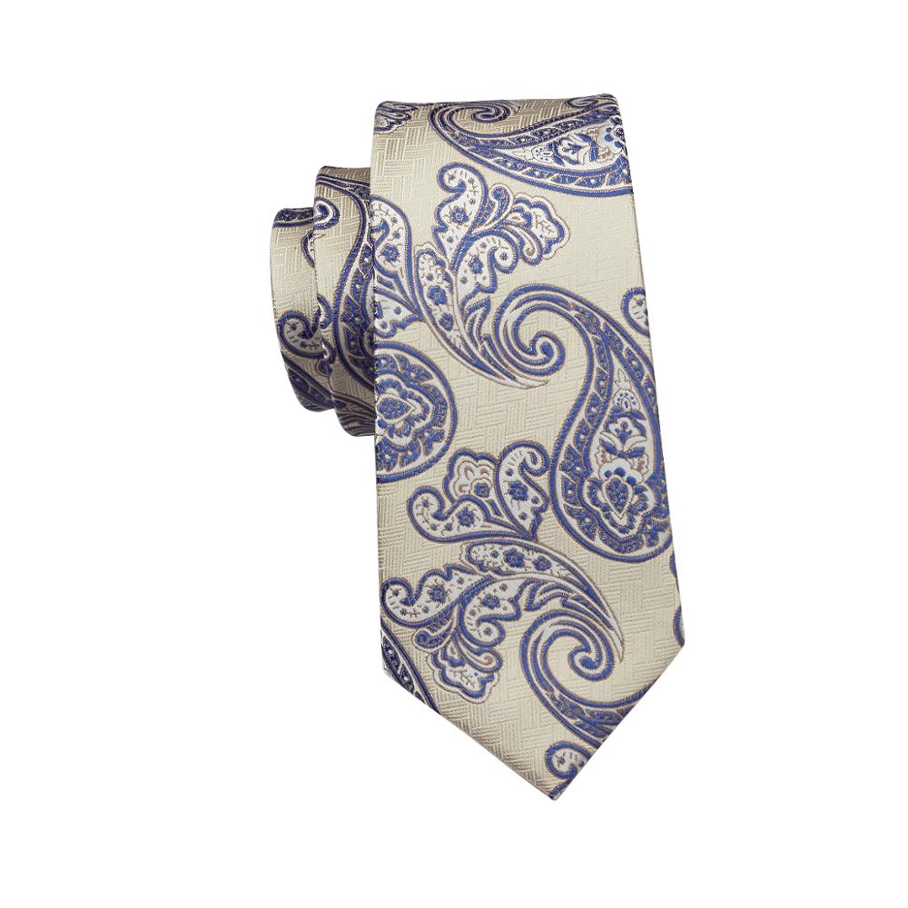 C-1725 Hi-Tie Arriving Mens Tie 100% Silk Jacquard Woven Tie Handkerchief Cufflinks Set for Wedding Business Party