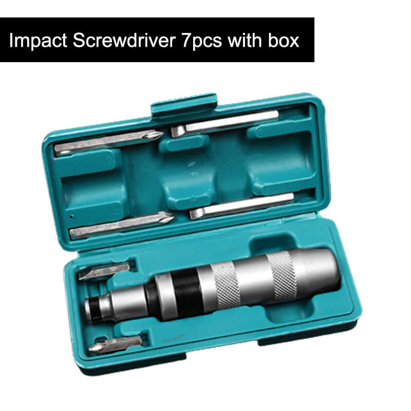 13/12/7PCS Impact Screwdriver Hammer Head Sets with Box Portable Heavy Duty Shock screw Driver Chisel Bits Tools Socket Kit: GOLD