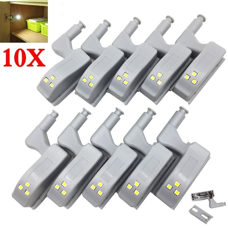 10Pcs Led Inner Scharnier Lamp Onder Kast Verlichting Universele Garderobe Kast Sensor Verlichting Voor Slaapkamer Keuken Closet Night Lamp