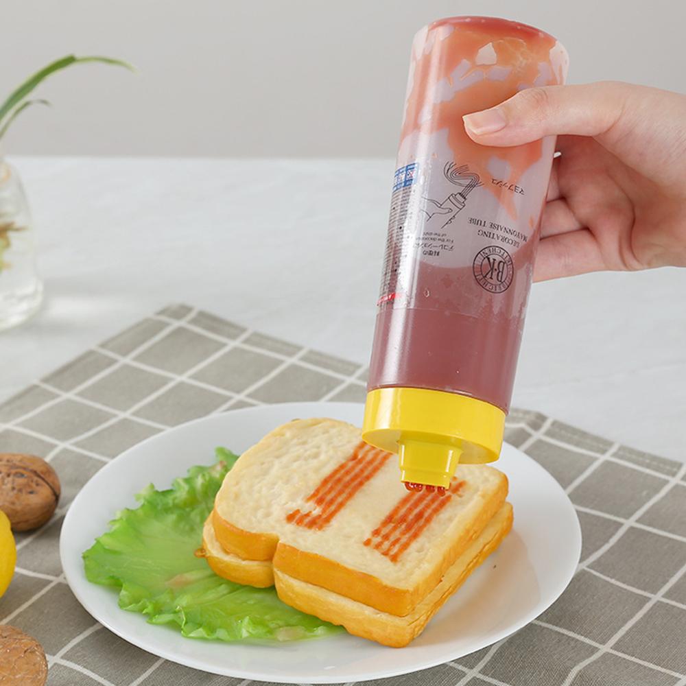 Bouteille de Condiment PE à 4 trous | Bouteille à presser en PE avec capuchon transparent pour Ketchup huile de moutarde, Mayo Castor outils de table