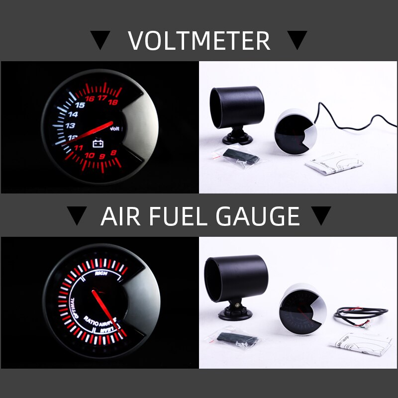 Jauge universelle de température de l&#39;huile, de l&#39;eau et du carburant, pression, volt, rapport Air/carburant, augmentation de la température des gaz d&#39;échappement, coque noire