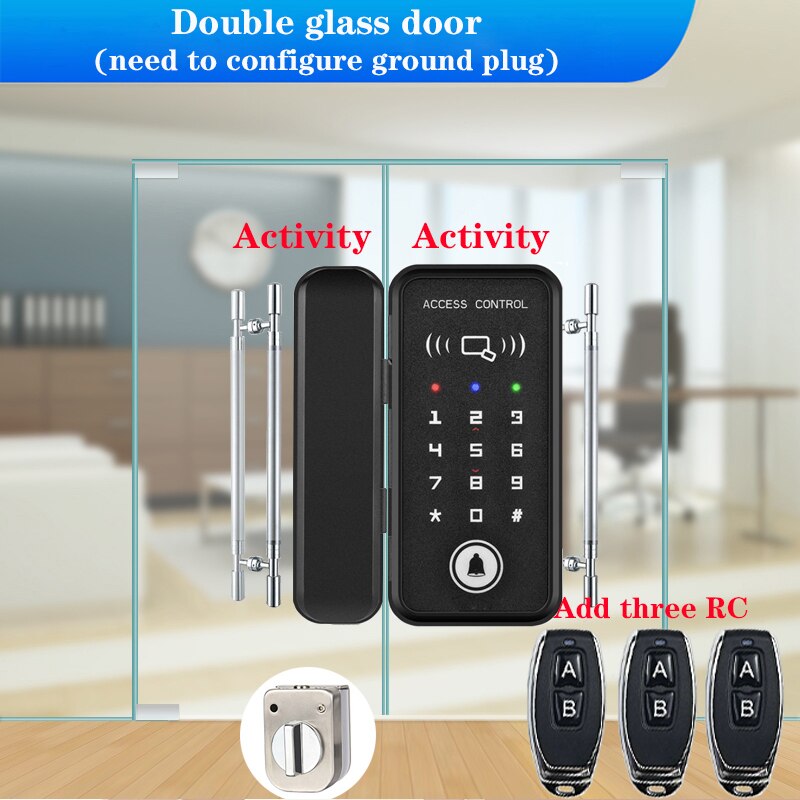 Frameless Glass Door Lock Office Glass Door Password Lock Single&Double Door Smart Card Key Door Lock XM-R1