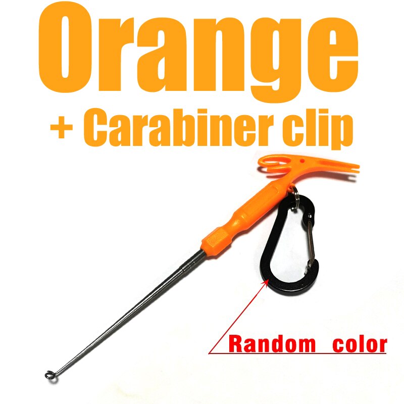 MNFT-herramientas universales de pesca para anudar clavos, removedor de anzuelos, lazo de atado rápido, herramienta Tyer y Clip de mosquetón: Orange and Carabiner