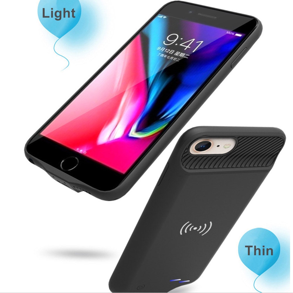 3800 mah etui na ładowarkę robić iPhone 6 6S 7 8 ultra-cienkie bezprzewodowe ładowanie wyjście audio miękki silikonowy przenośny zasilacz