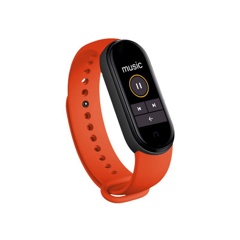 Bracelet connecté M6, moniteur d'activité physique avec écran Bluetooth, moniteur de fréquence cardiaque et de sang, étanche, pour Android et IOS: orange