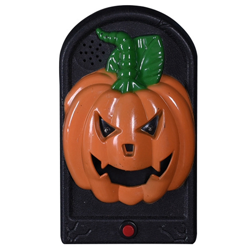 Funny Halloween Doorbell Doorbell Contact Sounds LED Light Control Halloween Decorations: orange  black