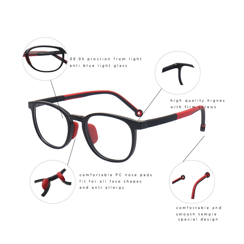 Kids Anti-blue Light Glasses Children Ultralight Round Eyeglasses Boys Girls Myopia Eyewear Blue Light Blocking Computer Glass