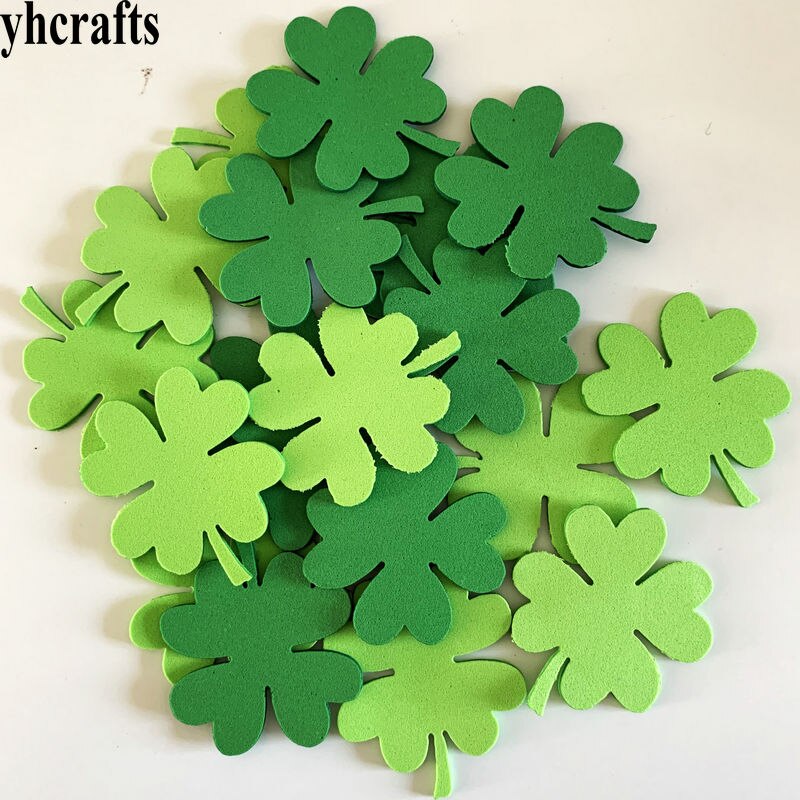 1bag/LOT,foam four leaf clover without stickers Kindergarten crafts Pocket crafts Kids room decoration activitity