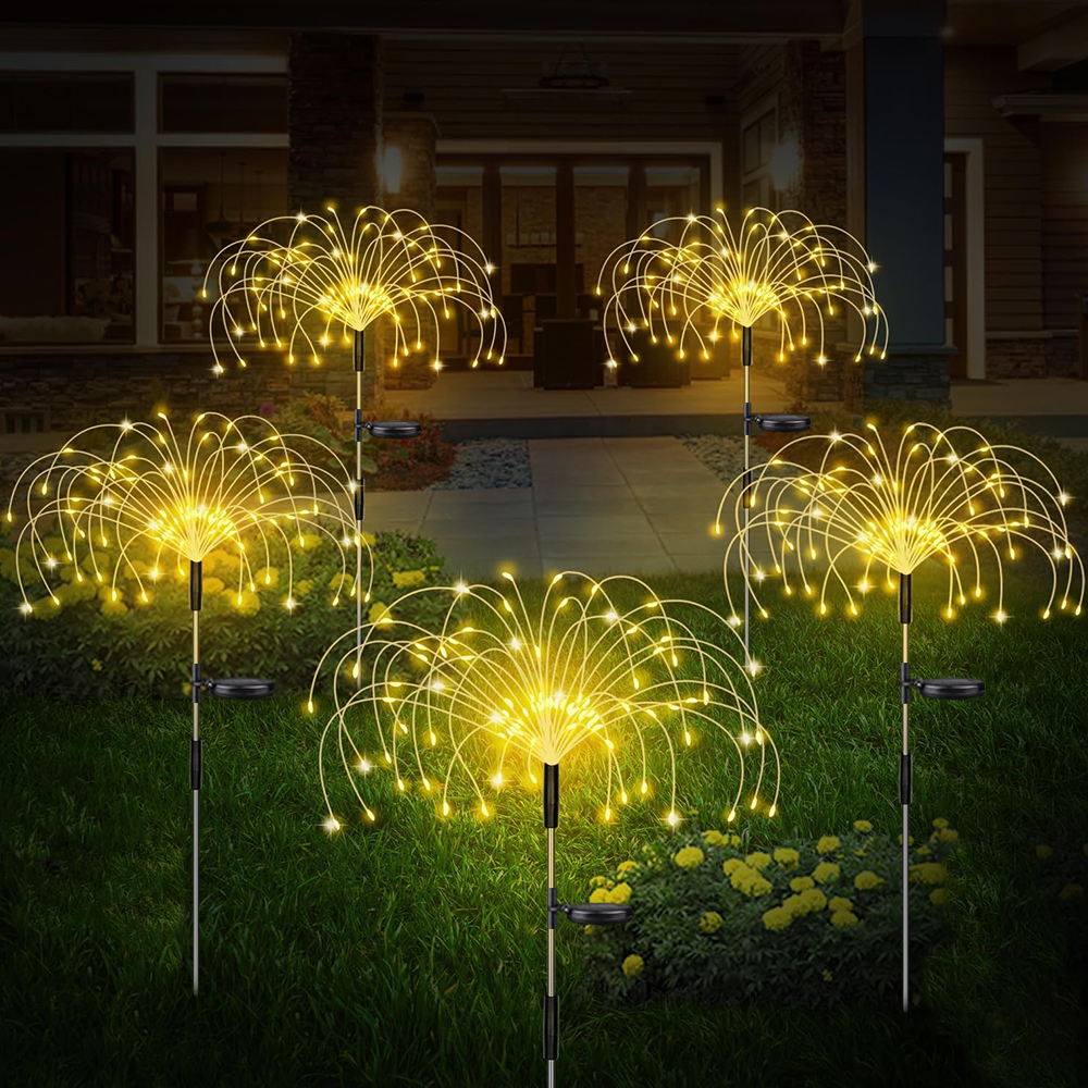 Luz solar de fogos de artifício ao ar livre à prova dwaterproof água solar jardim flor luzes com 8 modos flash string luz de fadas para iluminação ao ar livre: Branco quente / 16-20 W