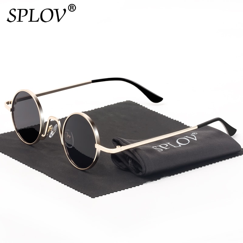 SPLOV Vintage Rap Sunglasses Men Women Steam Punk Style Hip-Hop Small Round Metal Frame Eyewear Retro Gafas De Sol No Case