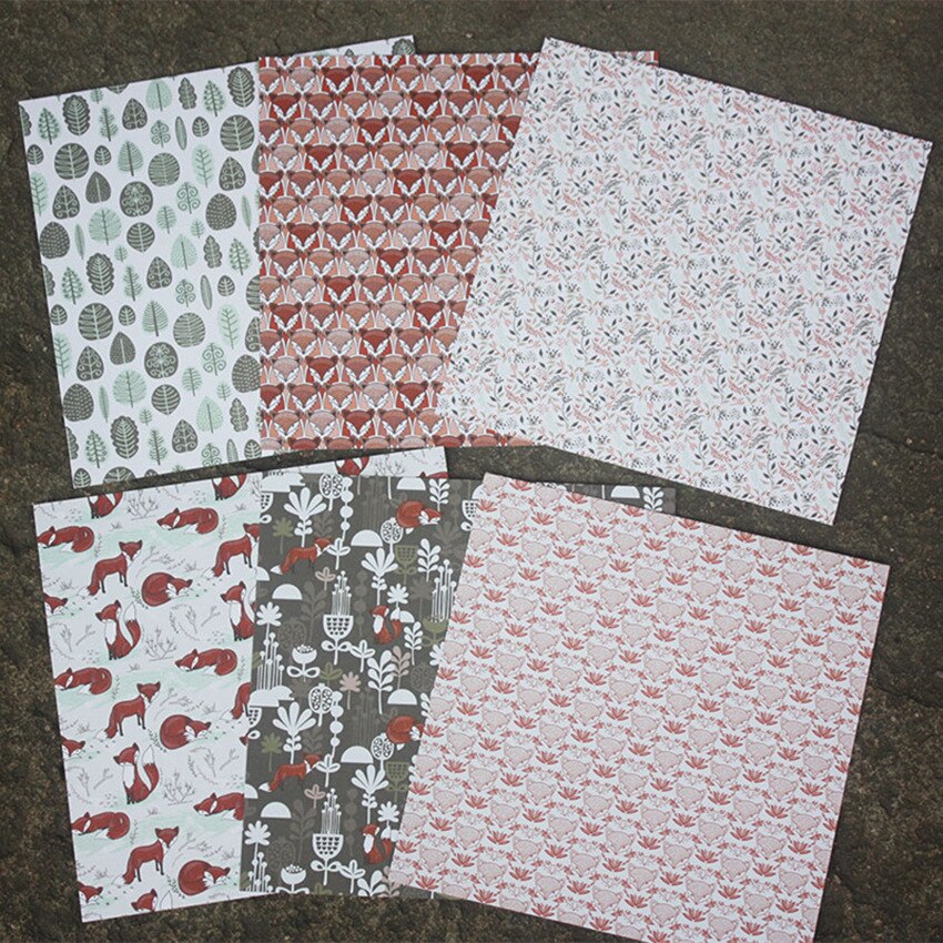 12 Sheets FOX Scrapbooking Pads Paper Origami Art Background Paper Card Making DIY Scrapbook Paper Craft B1031