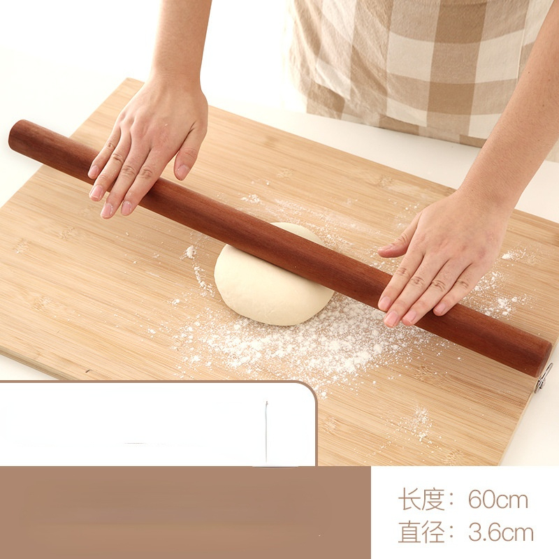 Red sandalwood rolling stick face stick solid wood household pole face roll shaft dumpling stick baking tool rolling pin: 60x3.6cm