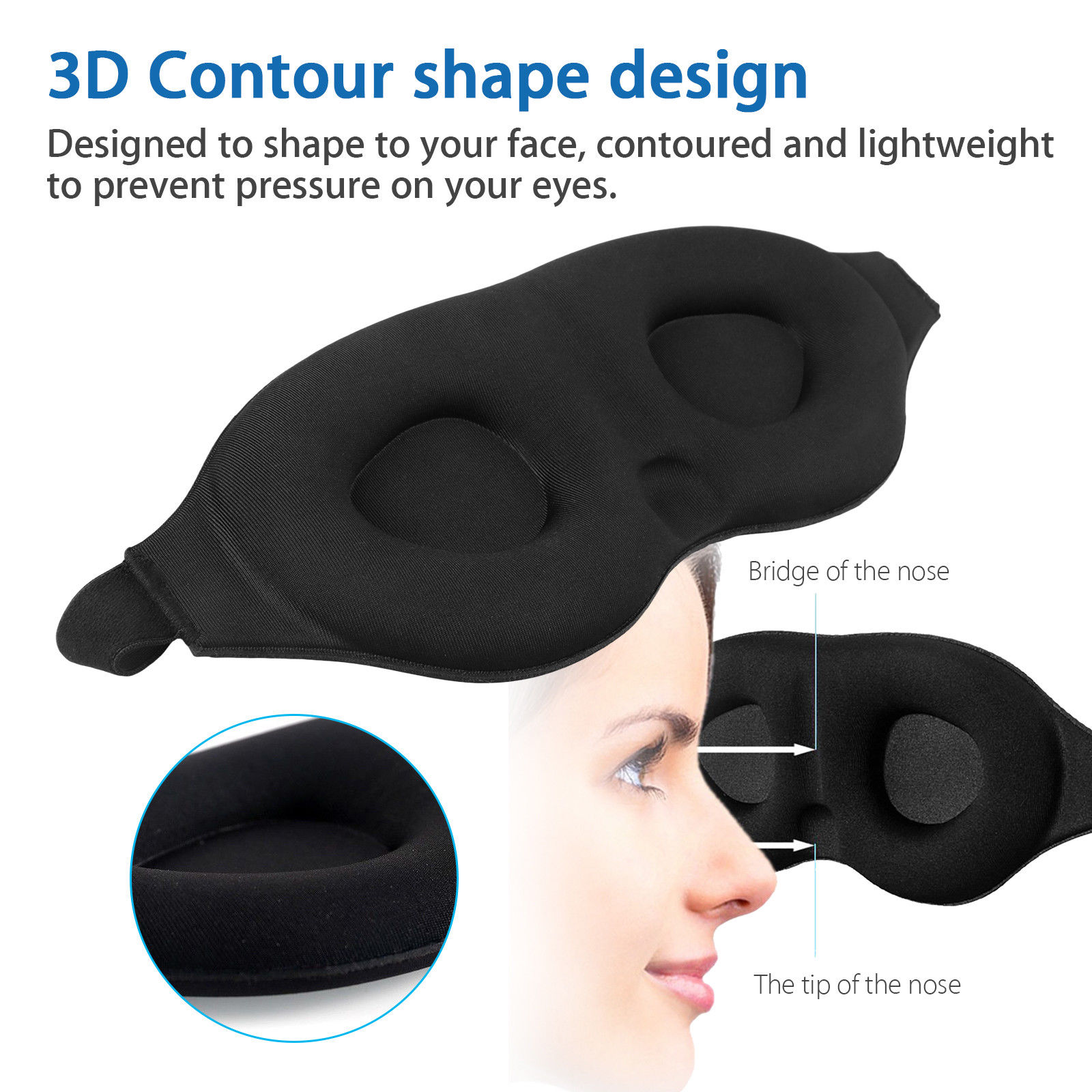 3D Rest Oogmasker Traagschuim Gewatteerde Cover Schaduw Blindfold Spons Slaapmasker Voor Slapen