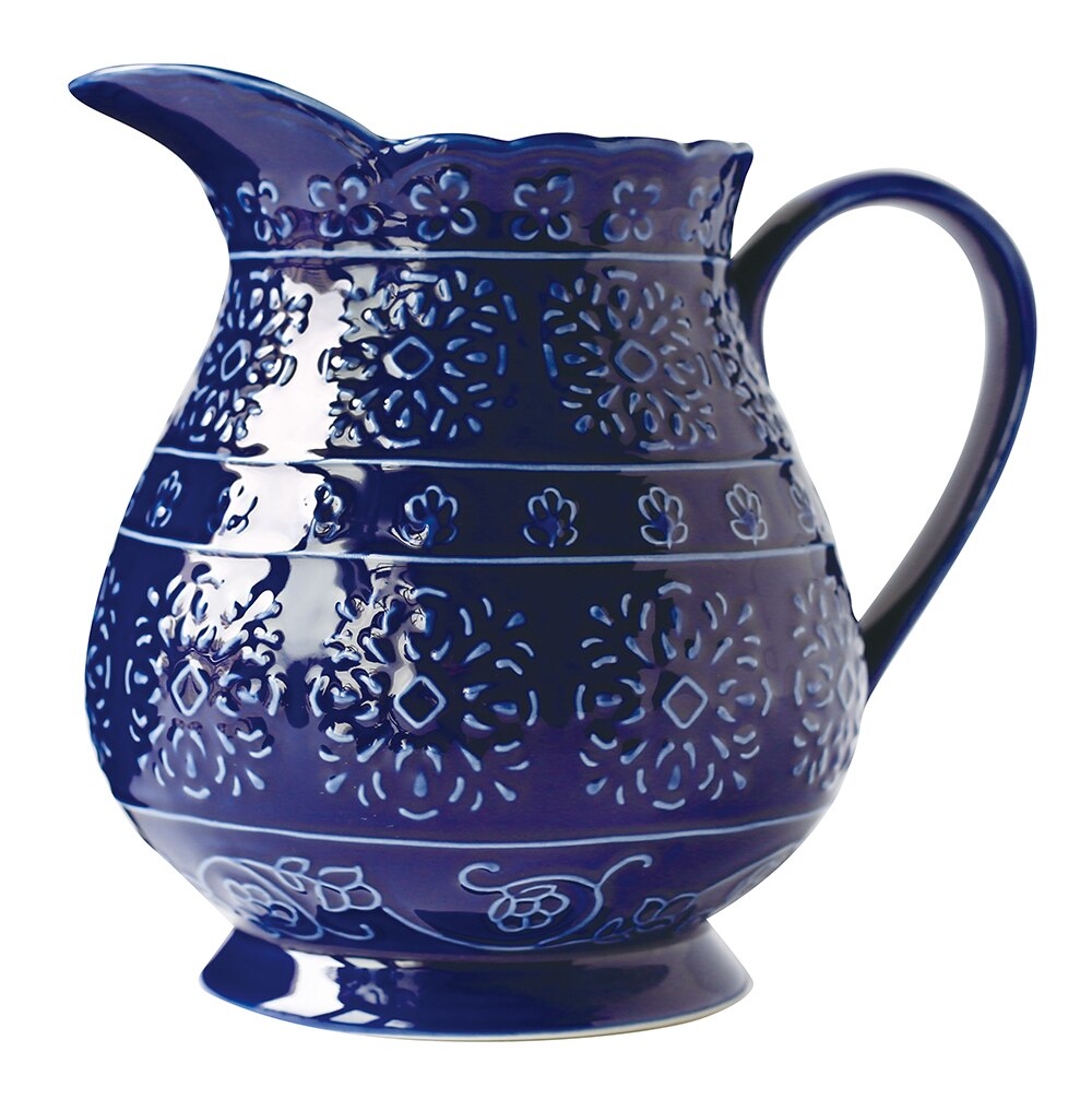Dishes and plates Blue embossed flower dinner plate and coffee pot: Jug